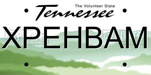 XPEHBAM Tennessee License Plate