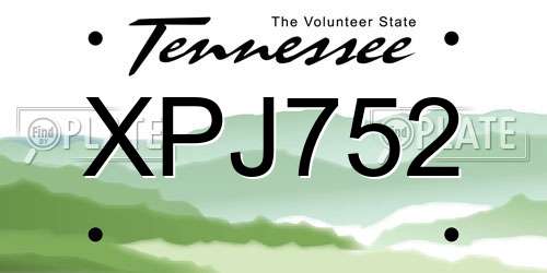 XPJ752 Tennessee License Plate