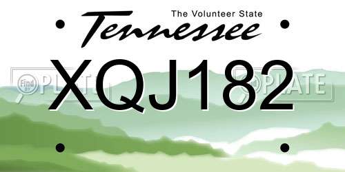 XQJ182 Tennessee License Plate