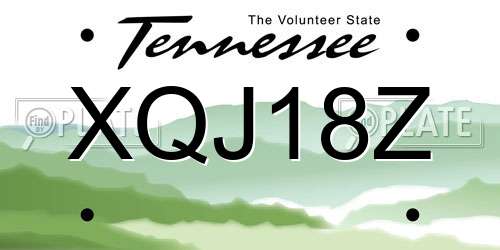 XQJ18Z Tennessee License Plate
