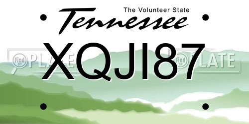 XQJI87 Tennessee License Plate