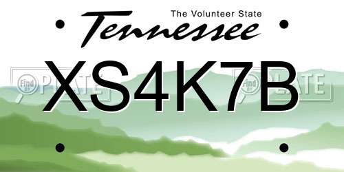 XS4K7B Tennessee License Plate