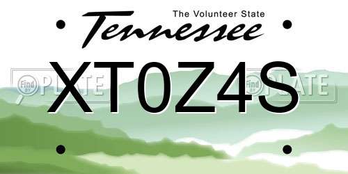 XT0Z4S Tennessee License Plate