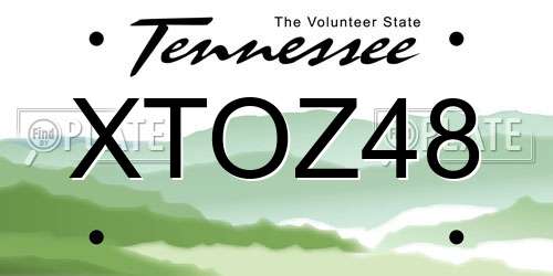 XTOZ48 Tennessee License Plate