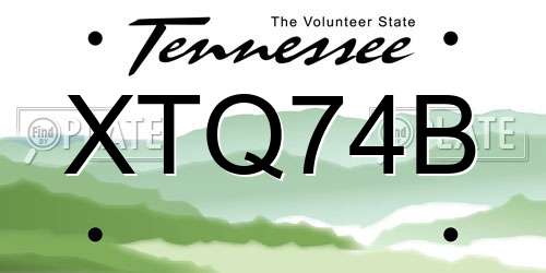 XTQ74B Tennessee License Plate