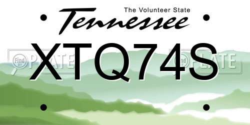 XTQ74S Tennessee License Plate
