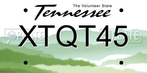 XTQT45 Tennessee License Plate