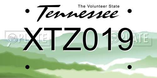 XTZ019 Tennessee License Plate