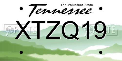 XTZQ19 Tennessee License Plate