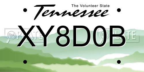 XY8D0B Tennessee License Plate