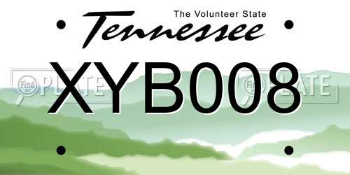 XYB008 Tennessee License Plate