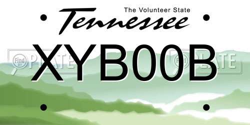 XYB00B Tennessee License Plate