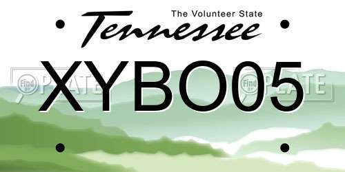 XYBO05 Tennessee License Plate