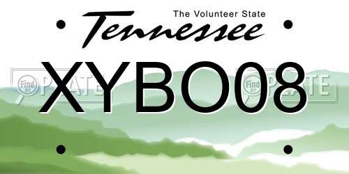 XYBO08 Tennessee License Plate