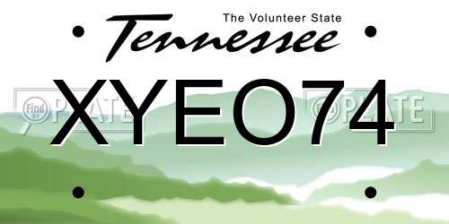XYEO74 Tennessee License Plate