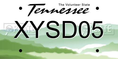 XYSD05 Tennessee License Plate