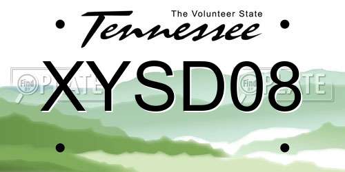 XYSD08 Tennessee License Plate