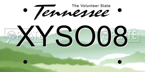XYSO08 Tennessee License Plate