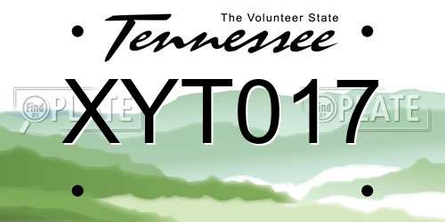 XYT017 Tennessee License Plate