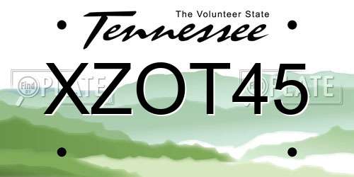 XZOT45 Tennessee License Plate