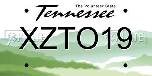 XZTO19 Tennessee License Plate