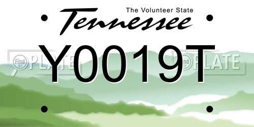 Y0019T Tennessee License Plate
