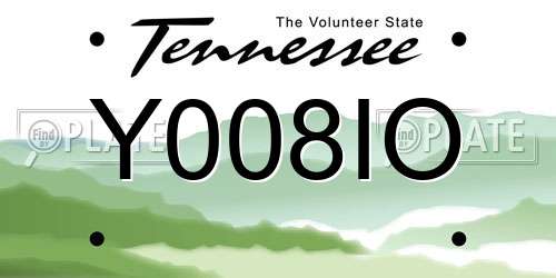 Y008IO Tennessee License Plate