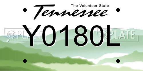 Y0180L Tennessee License Plate