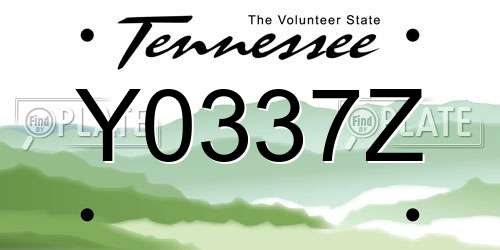 Y0337Z Tennessee License Plate