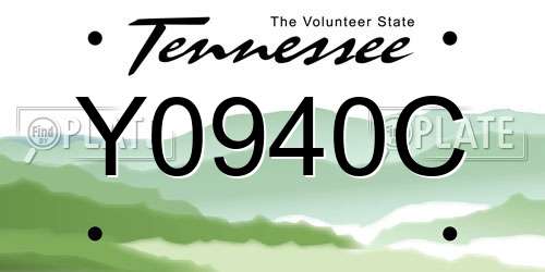 Y0940C Tennessee License Plate