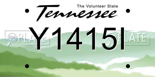 Y1415I Tennessee License Plate