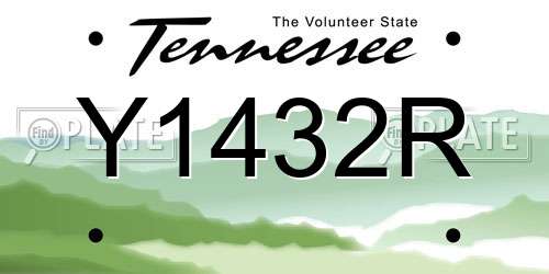 Y1432R Tennessee License Plate