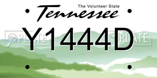 Y1444D Tennessee License Plate