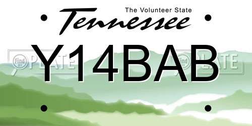 Y14BAB Tennessee License Plate