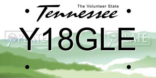 Y18GLE Tennessee License Plate