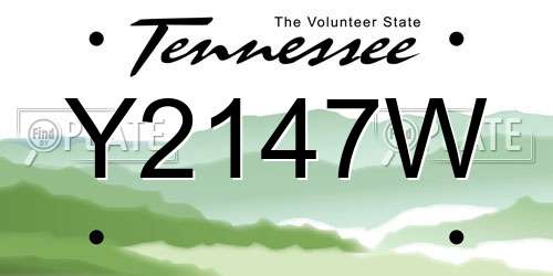 Y2147W Tennessee License Plate