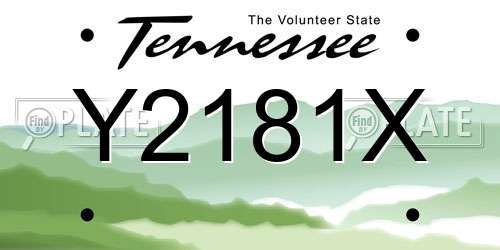 Y2181X Tennessee License Plate