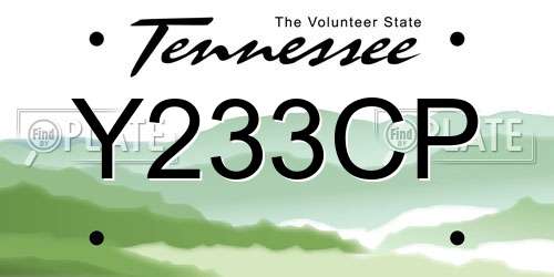 Y233CP Tennessee License Plate