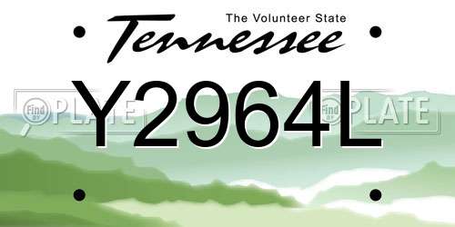 Y2964L Tennessee License Plate