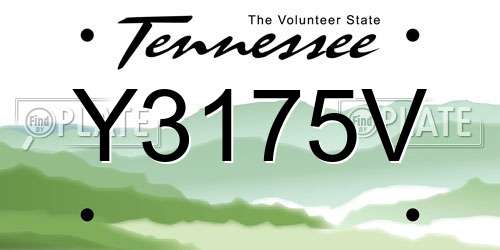 Y3175V Tennessee License Plate