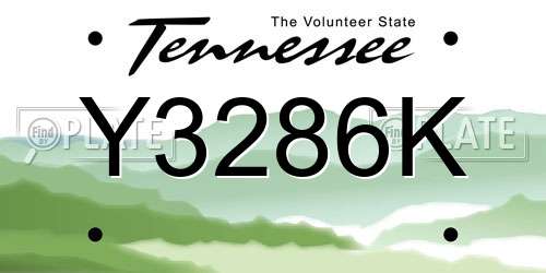 Y3286K Tennessee License Plate