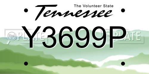 Y3699P Tennessee License Plate