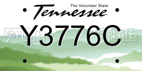 Y3776C Tennessee License Plate