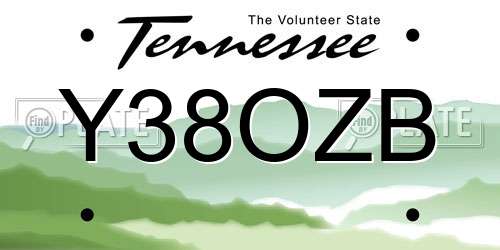 Y38OZB Tennessee License Plate