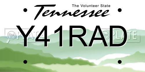 Y41RAD Tennessee License Plate