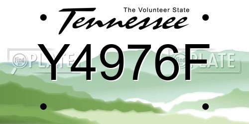 Y4976F Tennessee License Plate