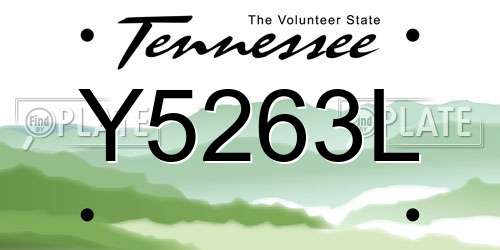 Y5263L Tennessee License Plate