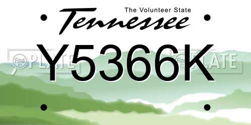 Y5366K Tennessee License Plate