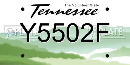 Y5502F Tennessee License Plate