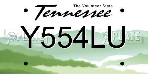 Y554LU Tennessee License Plate